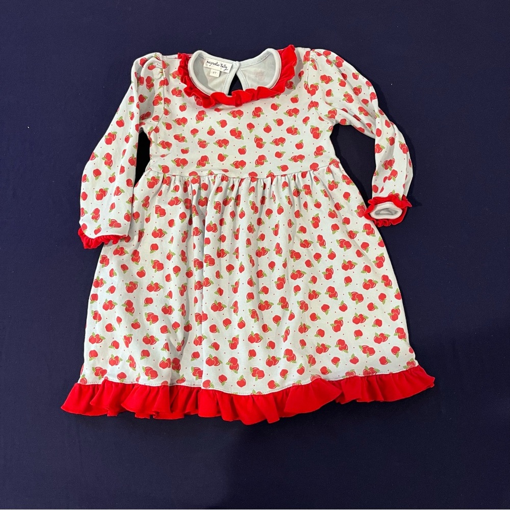 Magnolia Baby Pima cotton Adorable Red apple print Dress 2T